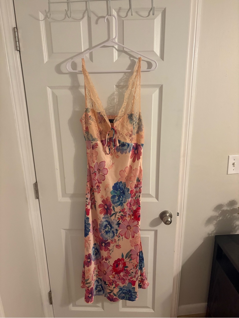 Lulus Jaylene Blush Multi Floral Lace Tie-Front Midi Dress